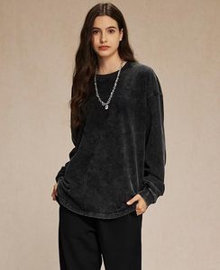 เสื้อสเวตเชิ้ตแขนยาวทรงโอเวอร์ไซส์ ยูนิเซ็กซ์ ล้างสีแบบแอซิด ระบายอากาศได้ดี มีกระเป๋า สกรีนโลโก้ได้ สไตล์สตรีทแวร์ ผ้าฝ้าย 100% มีหลายขนาด - Product Image 6
