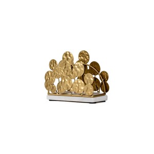 Modern Gold Metal Tissue Box with Hammered Disc Design Free <b>Standing</b> Decorative Organizer for Tabletop Use - Product Image 1