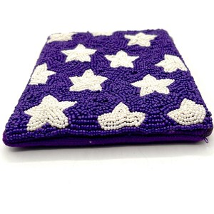 Monedero Artesanal TIMELESS CRAFT, Elegante, Morado y Blanco, con Bordado y Cuentas, Diseño de Estrella Impresionante, Alta Calidad, Uttar Pradesh - Product Image 2