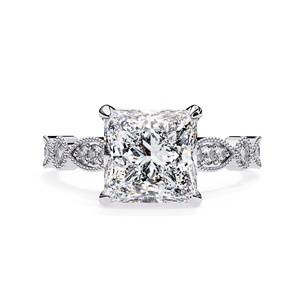 Bague de luxe pour femme en or massif 14 carats avec diamant de laboratoire taille princesse 2 carats, certifié IGI, personnalisable OEM/ODM pour anniversaire et fiançailles - Product Image 2