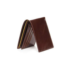 Portefeuille vertical long pour homme en cuir véritable texturé marron de luxe, fait main, imperméable, avec surpiqûres contrastées, blocage RFID, OEM - Product Image 5