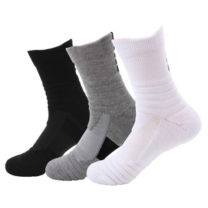 Gray Crew Athletic <b>Socks</b> with <b>Black</b> Logo on Cuff for Running Training Breathable Spandex Polyester Adults Summer Solid Style - Product Image 2