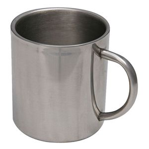 Taza de Café de Metal Contemporánea con Cuerpo de Acero Inoxidable para Hogares Modernos, Cafeterías, Oficinas y Mesas de Restaurante - Product Image 1
