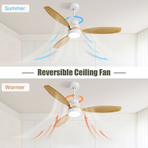 Ventilatore da soffitto LED da 52 pollici con telecomando reversibile a 6 velocità, motore DC a risparmio energetico e luce per camera da letto - Product Image 4