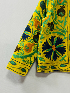 Hand Made Velvet Suzani <b>Jacket</b>, Handmade <b>Short</b> <b>Jacket</b>, Uzbek Embroidery <b>Jacket</b>, Women's Overcoat - Product Image 5