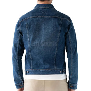 Veste en jean pour homme à col montant personnalisé, grande taille, respirante, écologique, streetwear d'extérieur, veste d'hiver avec logo frontal - Product Image 2