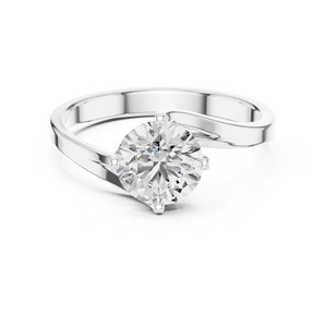 Anillo de Compromiso y Boda con Diamante Cultivado en Laboratorio, Certificado IGI, 1-3 CT, Banda en Espiral, Oro Sólido de 18K/14K/10K, Plata 925 - Product Image 1