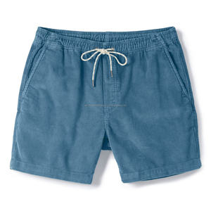 Short décontracté solide personnalisé vente en gros 98% coton 2% Spandex velours côtelé élastique cordon de serrage taille durable doux poches pour hommes - Product Image 1