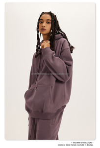 Sweat à capuche surdimensionné coupe-vent de haute qualité 345 g/m², logo personnalisé, unisexe, homme, femme, polaire épais, sweat à capuche vierge - Product Image 5