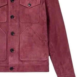 <b>Men's</b> <b>Suede</b> Leather <b>Jacket</b> Solid Color Button Closure Casual Style Front Pockets No Hooded sample Available - Product Image 2