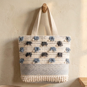 Sacs à bandoulière bohèmes tissés à la main, sacs de courses indiens élégants et durables blancs, sacs à vêtements bohèmes à double sangle, vente en gros - Product Image 4