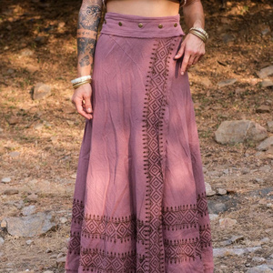 Handmade Cotton <b>Boho</b> Wrap Maxi <b>Skirt</b> for Women High Waist Tribal Print Festival Resort Vacation Wear - Product Image 3