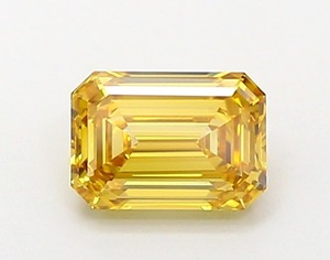 Diamant CVD jaune orangé de haute qualité, 0,99 ct, taille émeraude, couleur intense fantaisie, clarté VS1, certifié, diamant non monté pour bijoux - Product Image 1