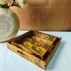 Modern Design Coffee Serving Tray With Printed Design <b>for</b> Kitchenware <b>Wooden</b> MDF Food Serving Tray from India - Product Image 1