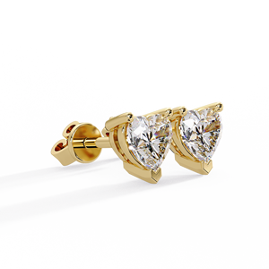 Trendy Heart Cut Lab Grown Diamond <b>Stud</b> IGI Certified 14K Pure Gold V Prong Martini Screw Back Earrings Fine Jewelry Gifts - Product Image 3