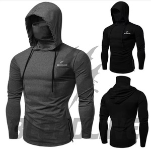 Sudadera con Capucha para Hombre BLOODLINE, Corte Ajustado, Secado Rápido, Color Sólido, Manga Larga, Estilo Casual para Otoño con Diseño de Máscara - Product Image 3