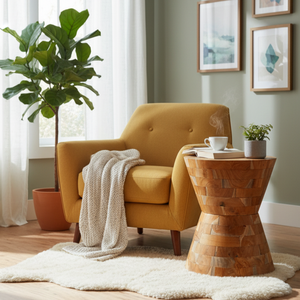 Table d'appoint ARTERRA Luxury Hourglass, style rustique, motif grain naturel, meubles de salon, teck fait main. - Product Image 4