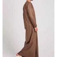 Vente en gros de Jubbah personnalisée avec logo, vêtements islamiques de haute qualité, Thobe saoudien en polyester et coton, anti-plis, extensible dans les quatre sens, décontracté