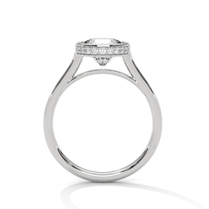 Anillo de compromiso con diamante cultivado en laboratorio con bisel redondo en oro – Anillo de diamante solitario redondo minimalista para novia, para mujer - Product Image 6