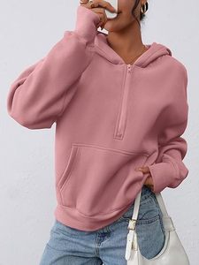 <b>Women's</b> Hoodie <b>half</b> <b>Zip</b> Up Pullover Oversized <b>Sweatshirt</b> With Pocket Heavyweight fall fashion outfit casual jacket winter cloths - Product Image 4