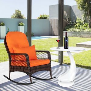 Sedia a dondolo singola in tessuto marrone sfumato per uso giardino - Product Image 4