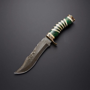Cuchillo Bowie Personalizado de Hoja Fija de Acero de Damasco con Mango de Resina, Fabricante Mayorista de Cuchillos para Exteriores, Cuchillo Bowie de Damasco al por Mayor - Product Image 2