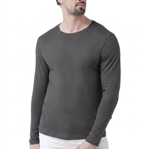 T-shirts de sport à manches longues pour hommes, 100 % coton, 300 grammes, respirants, séchage rapide, avec logo personnalisé, pour entraînements de fitness (vente en gros) - Product Image 4