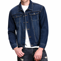 Veste en jean longue extensible sur mesure pour homme, en coton bleu uni, idéale pour l'hiver, grandes tailles, avec décorations
