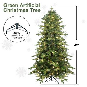 Albero di Natale Artificiale Premium 4ft, 1071 Rami Misti PE/PVC, 150 Luci LED Bianco Caldo, Filo d'Acciaio, Realistico - Product Image 3