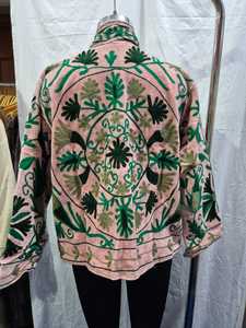 Suzani Pink <b>Velvet</b> Embroidered <b>Jacket</b> for <b>Women</b> Elegant Floral Embroidery Ethnic Winter Layering <b>Jacket</b> Fashion Wholesale Wear - Product Image 5