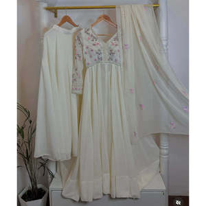 WW Mujer Hermoso Vestido de Fiesta Blanco Plazzo Dupatta Set Talla M - Product Image 4