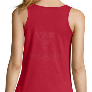 Camiseta sin mangas de punto verde claro liso para mujer, cuello redondo, informal, transpirable, 100% algodón, largo regular - Product Image 3