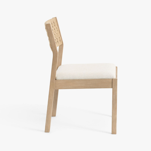 Silla de comedor moderna tapizada con estructura de madera y asiento de lino, diseño escandinavo para uso doméstico. - Product Image 6