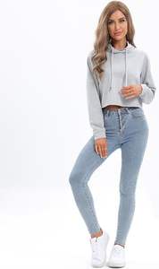 เสื้อฮู้ดครอปแขนยาวสไตล์คนเมืองคุณภาพพรีเมียมสำหรับผู้หญิง - Product Image 5