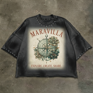 เสื้อยืดโอเวอร์ไซส์ลายกราฟิกวินเทจ ผ้าคอตตอนหนานุ่ม สไตล์เรโทร สตรีทแวร์ ทรงบ็อกซี่ ตกแต่งด้วยหมุดโลหะ - Product Image 1
