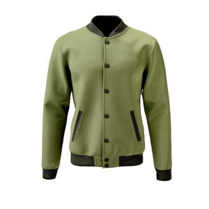 Veste bomber sport chauffante pour homme en gros, veste en maille décontractée avec fermeture éclair, broderie, bouton, poche, coupe-vent - Product Image 1
