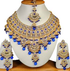 Indian Royal Copper Zircon Gold Plated Classic Bridal Jewelry Set Women <b>Wedding</b> Party Traditional Elegance Regal Finish - Product Image 3