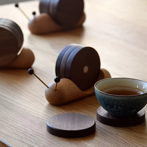 Ensemble de sous-verres en bois en forme d'escargot, faits à la main, style nordique, en bois naturel et résine époxy, décoration de table de REHMAN CRAFT - Product Image 3