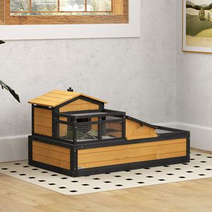 Casa gialla dell'habitat di tartaruga di 3 stanze 44 \ "X 25.5 \" X 25 \ "2 piani con balcone per cabine e camere da giardino - Product Image 2