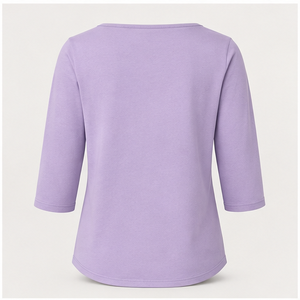 เสื้อยืดผู้หญิงคอกลมแขนสามส่วนทรงหลวมสีม่วงไลแลค WTS-0148 - Product Image 2