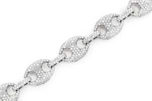 Luxury 925 Silver Diamond Chain Link <b>Bracelet</b> Round Brilliant Cut Pave Setting Geometric Unisex Everyday Wear - Product Image 3