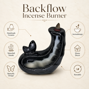 Butterfly Ceramic Backflow <b>Incense</b> Burner | Waterfall Aromatherapy <b>Cone</b> Holder Meditation Home Decor Reusable Gift Set Premium - Product Image 5