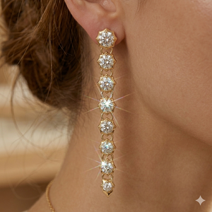 Wholesale Lab Grown Diamond Drop Earrings 3.16 CTW 7 Stone Dangle Earrings 14K Gold Bridal Statement Jewelry Supplier OEM ODM - Product Image 1