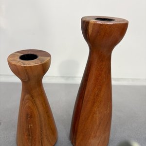 New classic look handmade wooden <b>tea</b> <b>light</b> candle holder trendy - pair home wedding table decor - Product Image 1