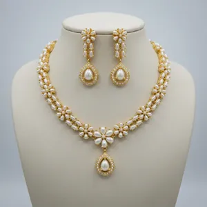 Wholesale Geometric Pearl Necklace <b>for</b> <b>Women</b> Luxury Statement Pearl <b>Choker</b> Bridal Indian Wedding Fashion Jewelry - Product Image 4
