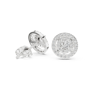 Boucles d'oreilles de fiançailles en or jaune 14 carats avec diamant rond cultivé en laboratoire pour femmes |   Nouveau diamant cultivé - Product Image 4