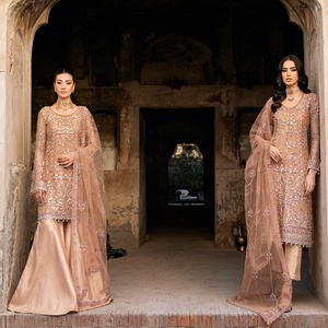 Robes de soirée de luxe 3 pièces en mousseline de soie pour femmes élégantes beaux costumes de boutique pour les mariages-vêtements Ramsha indiens pakistanais - Product Image 6