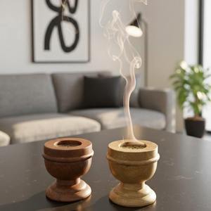 Quemador de incienso de madera hecho a mano con diseño floral cortado a láser, soporte aromático de sándalo, uso en todas las estaciones, decoración para el hogar para Ramadán y Eid. - Product Image 2