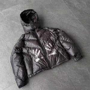 Custom Thermochromic Color Changing Down Jacket for Men, Streetwear <b>Heat</b> Reactive Shiny Nylon Puffer <b>Coat</b> with Handprint Effect - Product Image 3