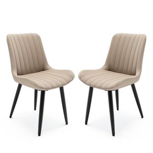 Set di 2 Sedie da Pranzo Moderne Senza Braccioli in Ecopelle PU con Cuscini Spessi e Gambe in Metallo, Sedie Laterali per Cucina e Sala da Pranzo - Product Image 1
